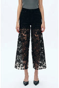 High Waisted Crystal Black Wide Leg Jean