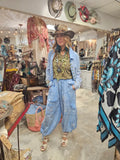 Blue Cross-Stitch Genie Pant