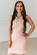 Peach Embroidered Rodeo Tank Contrast Dress