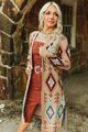 Khaki Aztec Long Sleeve Knitted Cardigan