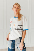 White Oversize Western Patch T-Shirt