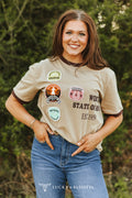 Camp-Ready Tan Western Patch T-Shirt